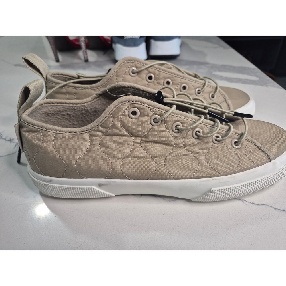 Superga Quilted Nylon Bungee Lace Low Top‎ Sneakers Tan Beige Women 39